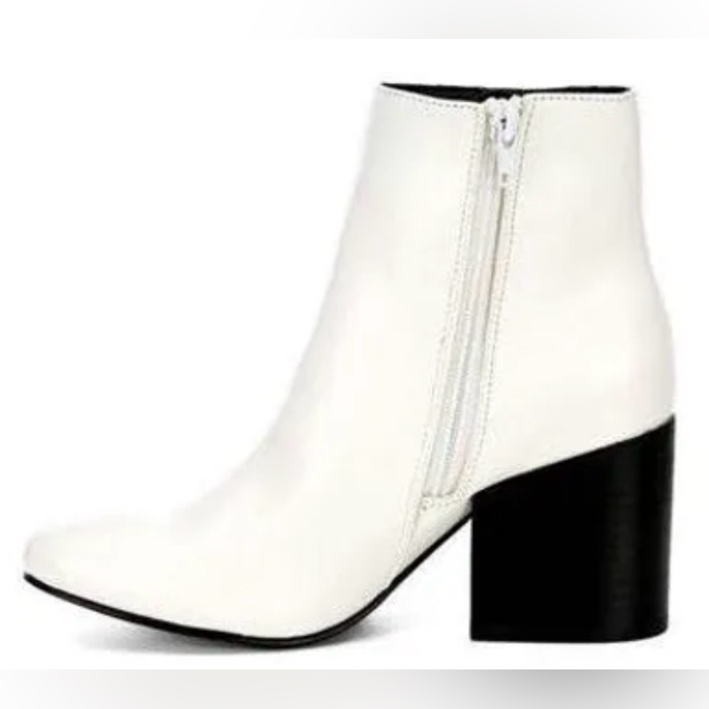 Madden Girl Chic White Ankle Boots with Black Heel